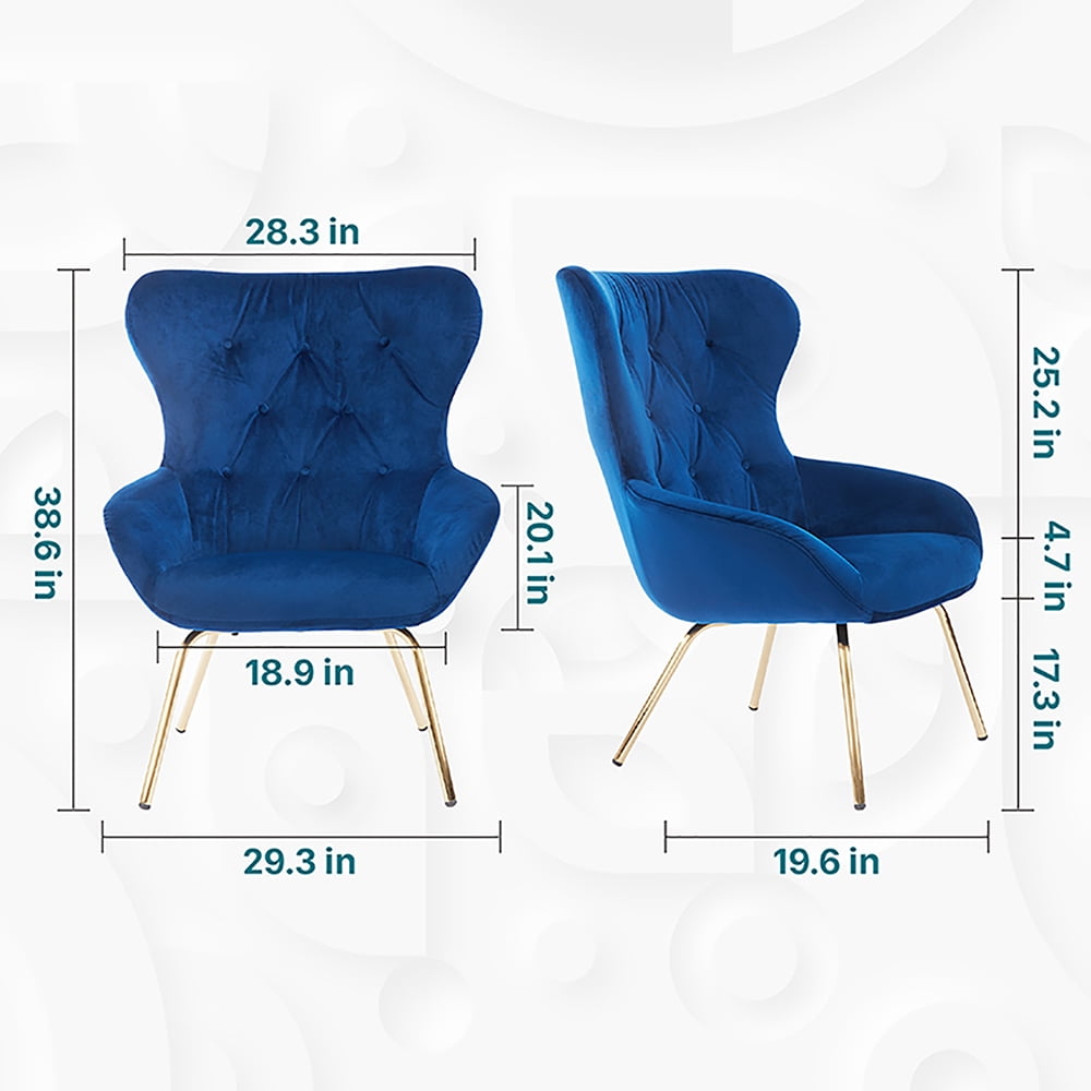 Furniture of America Jica Indoor Tufted Wingback Armchairs & Accent Chairs, Blue and Gold