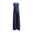 thumbnail image 2 of GILIGEGE Two Piece Sets for Women Summer Solid Color Elegant Two Piece Round Neck Vest and Wide Leg Pants Suit for Women Summer Beach Vacation Outfits Lounge Tracksuits Blue S, 2 of 4