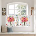thumbnail image 2 of Spring Flowers Tier Curtains 36 Inch Length, Pastoral Daisy Leaves Rustic Botanical Cafe Short Curtains for Bathroom Over Sink, Small Kitchen Curtain Light Filtering Drapes 2 Panels 27.5"Wx36"L, 2 of 8