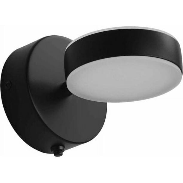 Lámpara de pared LED de 6 W con interruptor de botón, iluminación nocturna ajustable, lámparas de noche para dormitorio, lámpara de baño, lámpara de lectura acrílica moderna, acabado negro de 3000 K