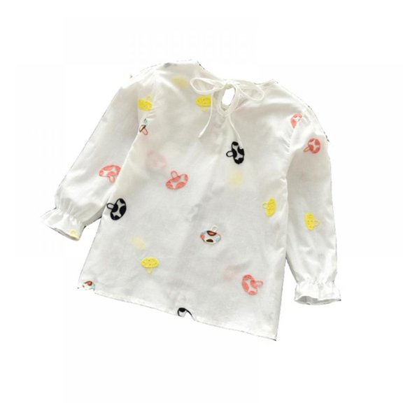 Girls Floral Cotton T-shirt Long Sleeve Tops Tees