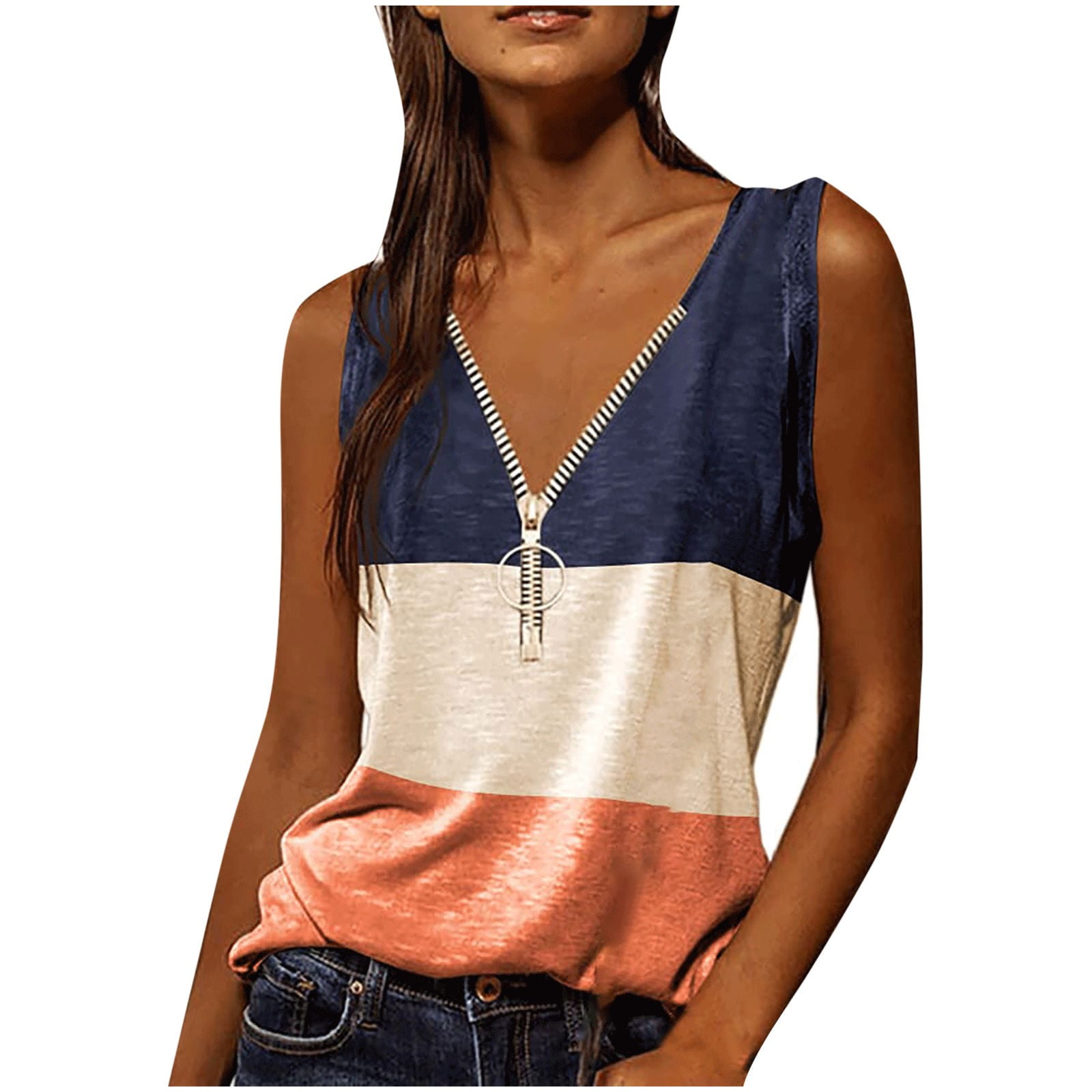 Vests for Women Fashion Women's Fashion Casual Printed Vest Zipper V-Neck  Loose Sleeveless T-shirt Pullover Tops Tank Tops for Women Loose Fit Tank  Top for Women Loose Fit - Walmart.com