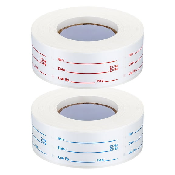 sixwipe 2 Rolls 1000 Pcs Removable Food Stickers, 1 x 2 Inch Food Freezer Lables Reminder Food Storage Labels Prep Canning Labels for Jars, Pantry and Meal Containers