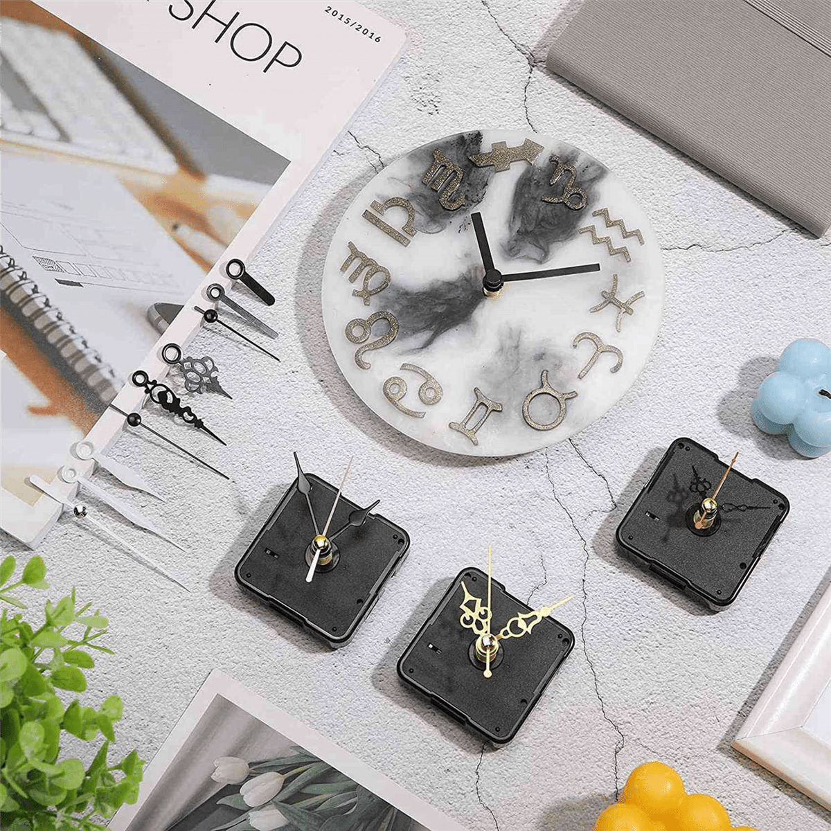 20 Pcs Clock Movement Mechanism Parts Silence Quartz DIY Wall Clock with 28 Different Pairs Clock Hands Replacement Kit