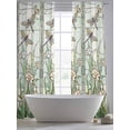 thumbnail image 6 of Dark Green Grass Semi Sheer Window Curtains 96 Inches Long, Flower Dragonfly Retro Pastoral Rustic Rod Pocket Voile Silky Chiffon Curtain Light Filtering Drapes for Living Room, 52"x96", 2 Panels, 6 of 9