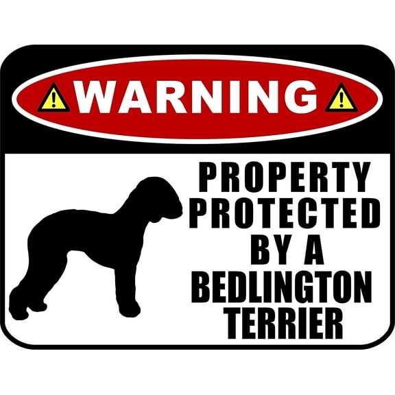 PCSCP Warning Property Protected by a Bedlington Terrier (SILHOUETTE) 11.5 inch x 9 inch Laminated Dog Sign
