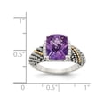 thumbnail image 4 of 14K/Silver Two-Tone Sterling Silver With 14K Diamond And Amethyst Ring (Size 7) Made In Thailand qtc1224-7, 4 of 6