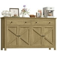 thumbnail image 3 of Homfa Farmhouse Kitchen Sideboard, 4-Doors 2-Drawers Wood Buffet Cabinet with Adjustable Shelves, Brown, 3 of 7