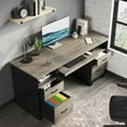 thumbnail image 5 of Bestier 59” Computer Desk with 4 Drawers, Office Executive Desk with File Drawer, Keyboard Tray for Home Office, Gray, 5 of 10