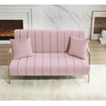 thumbnail image 4 of Pink Velvet Sofa Couch, Modern Home 2 Seat Sofa, Comfort Upholstered Loveseat with 2 Pillows, for Living Room, Bedroom, Office, L0163, 4 of 10