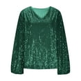 thumbnail image 4 of UQJfacai Sequin Tops for Women V Neck Lantern Long Sleeve Shirts Dressy Sparkly Blouse Glitter Evening Party Concert Outfits, 4 of 9
