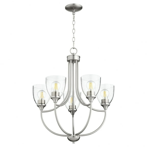 Quorum Lighting Enclave 5-Light Chandelier, Satin Nickel, Clear/Seeded Glass