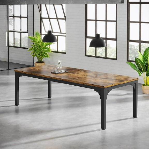 6.56 FT Conference Table, Super Sturdy Large Rectangle Meeting Seminar Table for 8 Person, Long Business Tables, 1 Pc Brown