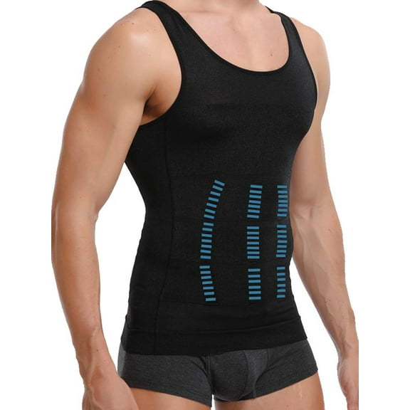 Men's Fashion Compression Undershirts Ultra Slimming Body Shaper Belly Control Vest Workout Active Gynecomastia Tank Tops
