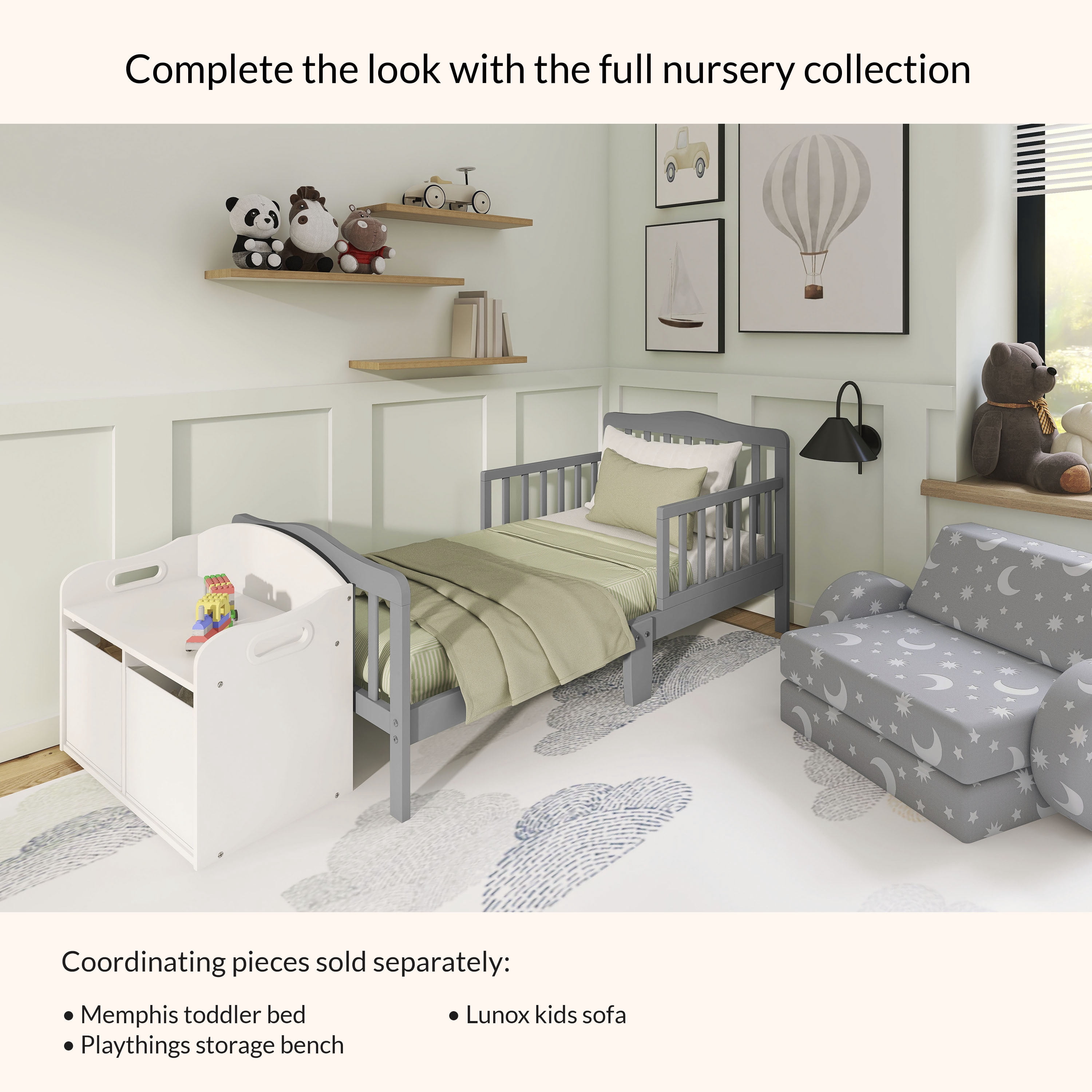 Dream On Me Classic Design Toddler Bed, Steel Grey