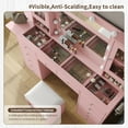 thumbnail image 6 of Vanity With Power Outlet, Vanity Desk With Mirror And 10 LED Lights, Makeup Vanity With 12 Drawers And 2 Cabinets, Fold-Up Panel, Glass Top Vanity Table With Chair For Bedroom, 6 of 10