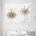 thumbnail image 1 of Compass Tapestry, Ancient Shipping Windrose Design Travel Jouney Theme Sea Life Marine Discovery Art, Wall Hanging for Bedroom Living Room Dorm Decor, 80W X 60L Inches, Pale Brown, by Ambesonne, 1 of 2