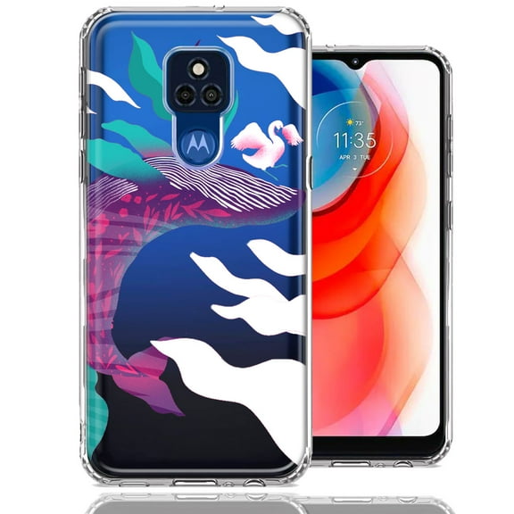 MUNDAZE For Motorola Moto G Play 2021 Mystic Floral Whale Design Double Layer Phone Case Cover