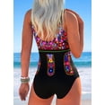 thumbnail image 2 of Women's Tank Top Style One‑Piece Swimsuit, Bohemian Ethnic Floral Print Bathing Suit for Beach Pool Vacation, 2 of 3