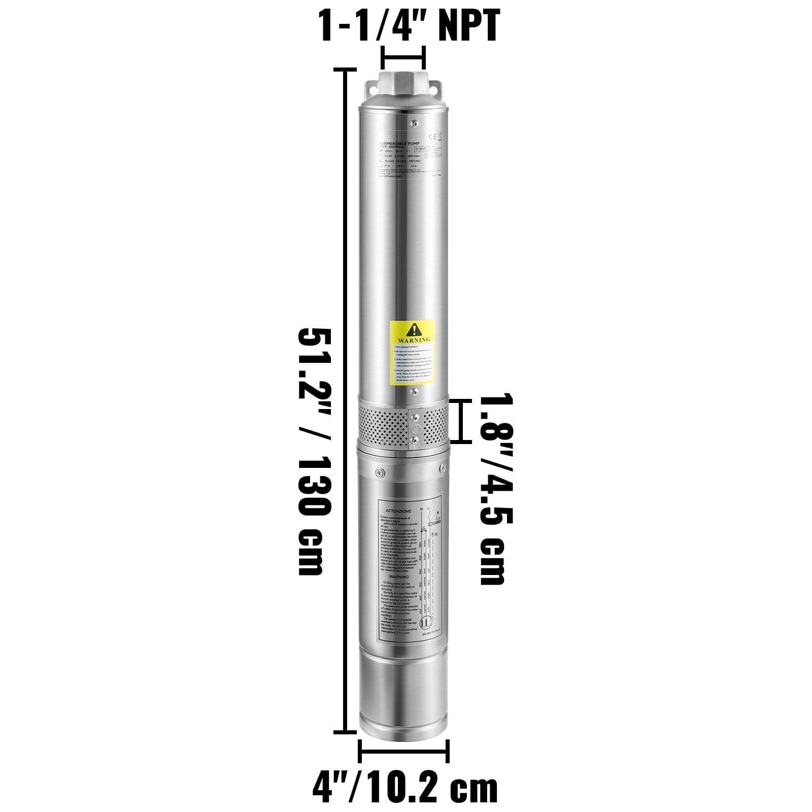 KFFKFF Deep Well Submersible Pump, 3HP 230V/60Hz, 37GPM 640 ft Head, with 33 ft Cord & External Control Box, 4 inch Stainless Steel Water Pumps for Industrial, Irrigation and Home Use