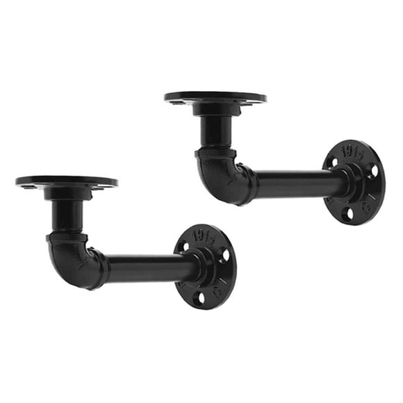 koolsoo Vintage Pipe Shelf Brackets Tube Rack Industrial Shelves Shelving Supports 2 Pcs