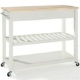 thumbnail image 4 of Bowery Hill 2-Drawer Wood Kitchen Cart Island in White/Natural, 4 of 9