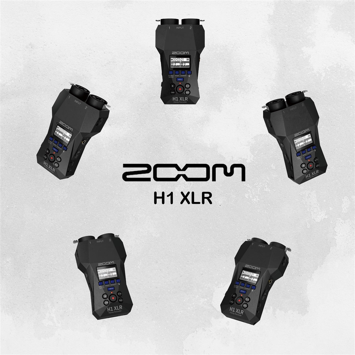 Zoom H1 XLR Handy Recorder, Bundle with 2X Zoom ZDM-1 Podcast Microphones, 2X Headphones, 2X Windscreen, 2X XLR Cable, 2X Tabletop Stand, Table Tripod Hand Grip