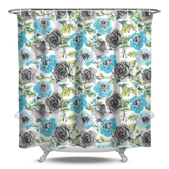 Waterproof Pioneer Shower Curtain 84x72 Inch Polyester Unique Colorful Floral Shower Curtain for Bathroom Hotel Home Decor with 12 Plastic Hooks