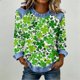 thumbnail image 2 of TaTaai 2026 Spring St Patrick Day Solid Color Top for Women Long Sleeve Patchwork Round Neck Casual Blouse Soft Comfy Shirt Daily Holiday Celebration Outfits Gift, 2 of 5