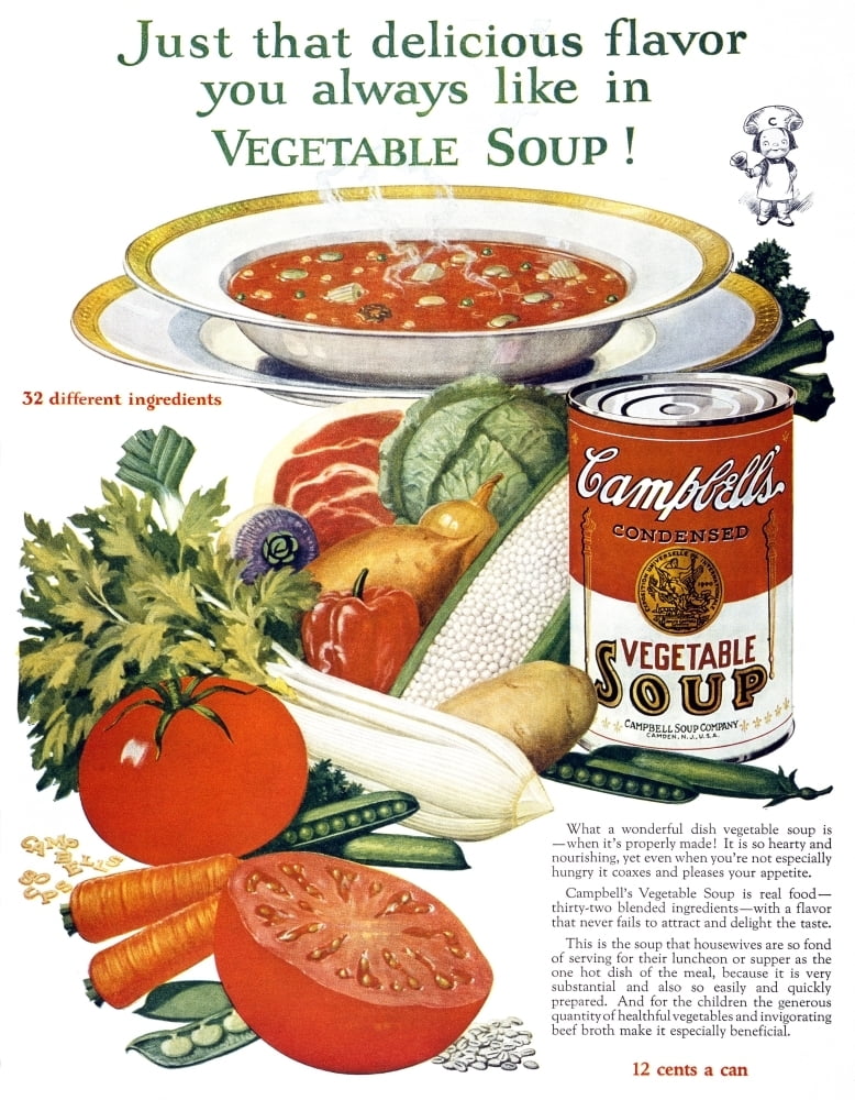 Campbell'S Soup Ad 1926. Nfor Campbell'S Condensed Vegetable Soup From An American Magazine