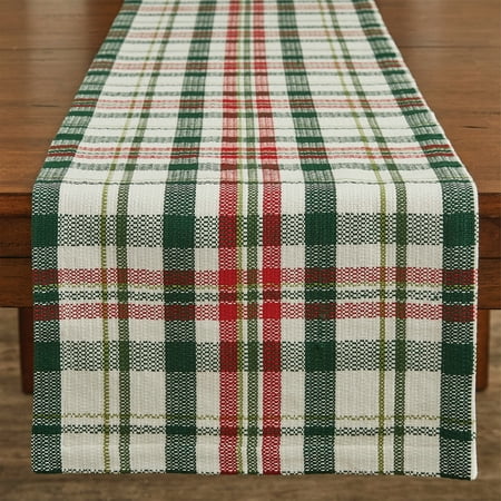 

Split P Grace Plaid Table Runner - 54 L - Green