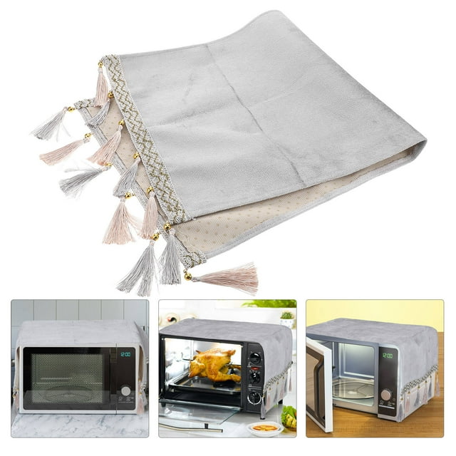 LOLIPPYY Water Resistant Microwave Oven Cover Grey Polyester Appliance Covers for Kitchen Use 1Set