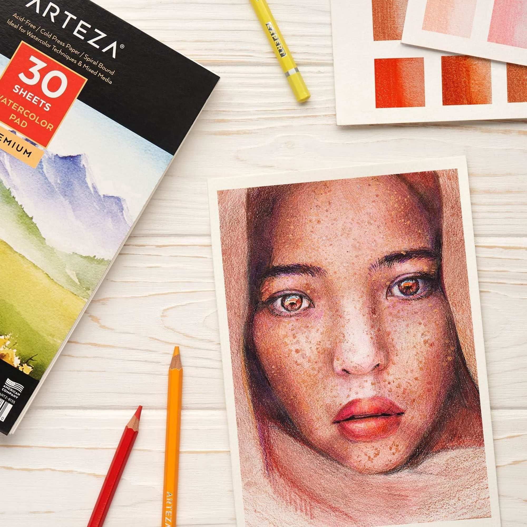 Arteza 5.5" x 8.5" Hardcover Watercolor Sketchbook, 30 Sheets, Set of 3