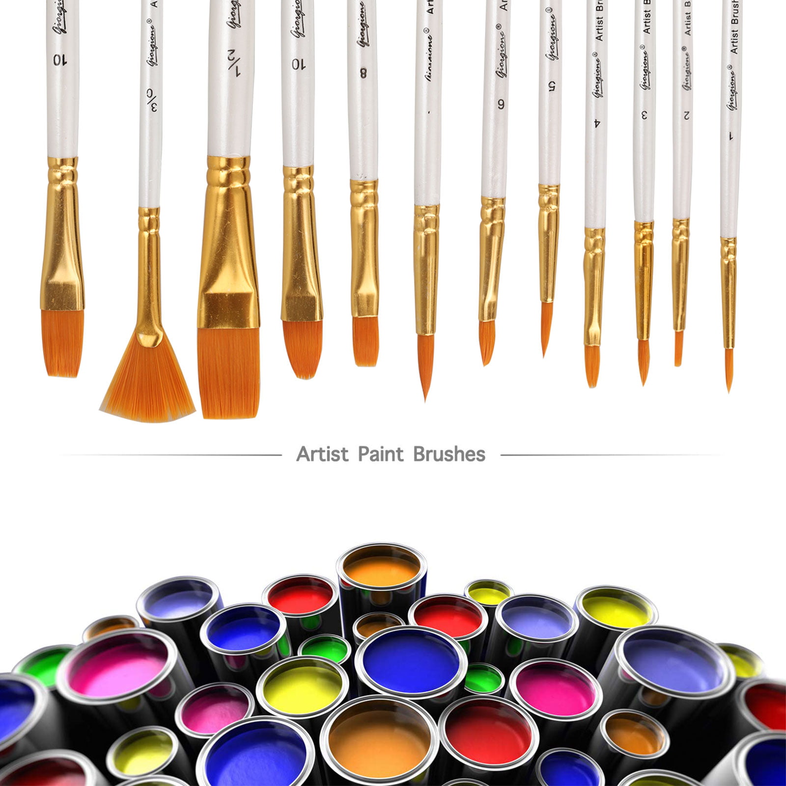 12pcs Oil Painting Brush Set Durable Acrylic Watercolor Paintbrush for Artist 