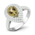 thumbnail image 2 of 3.46 Ctw Lemon Quartz Gemstone 925 Sterling Silver Pear Shape Halo Mother's Day Gift Ring, 2 of 4