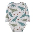 thumbnail image 3 of Emy Dola 2-Pack Infant Baby Boys Long-Sleeve Bodysuit 100% Cotton Toddler Boy's Dino Truck Prints Romper Onesies 0-24M, 3 of 9