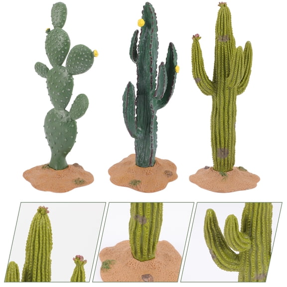 SEWCHICS 3Pcs Simulated Cactus Craft Figurines Assorted Color for Car Table Decor