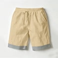 thumbnail image 4 of cllios Men's Linen Shorts Casual Cotton Short Pants Summer Beach Shorts for Men Elastic Waist Drawstring Shorts Big and Tall Mens Shorts Khaki XL, 4 of 8