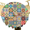 thumbnail image 5 of Mexican Round Tablecloth, Folk Style Talavera Tiles Colorful Flowers Leaves Swirls Pattern Table Cloth Cover for Home Dining Kitchen Wedding Parties, Round(60x60in), 5 of 6