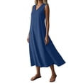 thumbnail image 4 of Horkkom Maxi Dresses for Women Sleeveless Linen Summer Dresses Beach Casual Long Dresses with Pockets, S-2XL, 4 of 9
