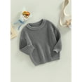 thumbnail image 5 of Infant Toddler Baby Girl Boy Oversized Sweater Chunky Long Sleeve Crewneck Sweatshirt Warm Fall Winter Knit Pullover Tops, 5 of 9