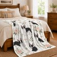 thumbnail image 6 of Boston Terrier Dogs Pink Roses Watercolor Illustration, Cozy Pet Portrait Pattern, Warm Flannel Blanket for Living Room and Bedroom, Dog Lovers Pet Adoption Gift, Pet Lover Home Decor, 6 of 7