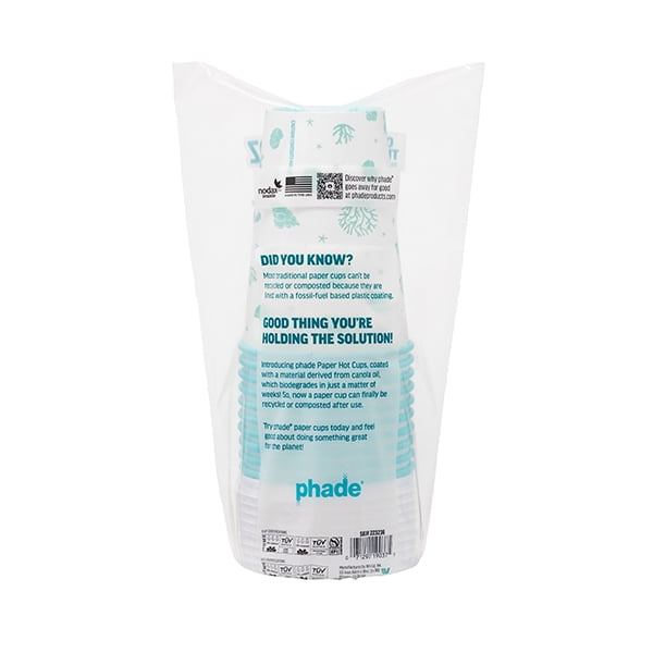 Phade 16 oz Compostable Paper Hot Cups with Lids, 10 Count, Sealife Design