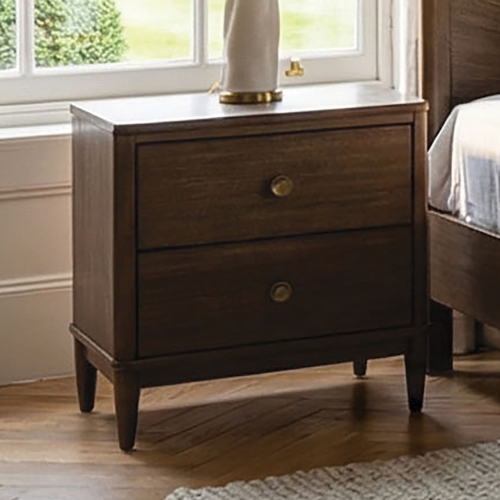 Nightstand USB Ports Rounded Edges English Dovetail Metal Side Glides Bedroom Furniture