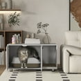 thumbnail image 2 of PawHut Cat Litter Box Enclosure for Indoor with Scratching Pad White, 2 of 10