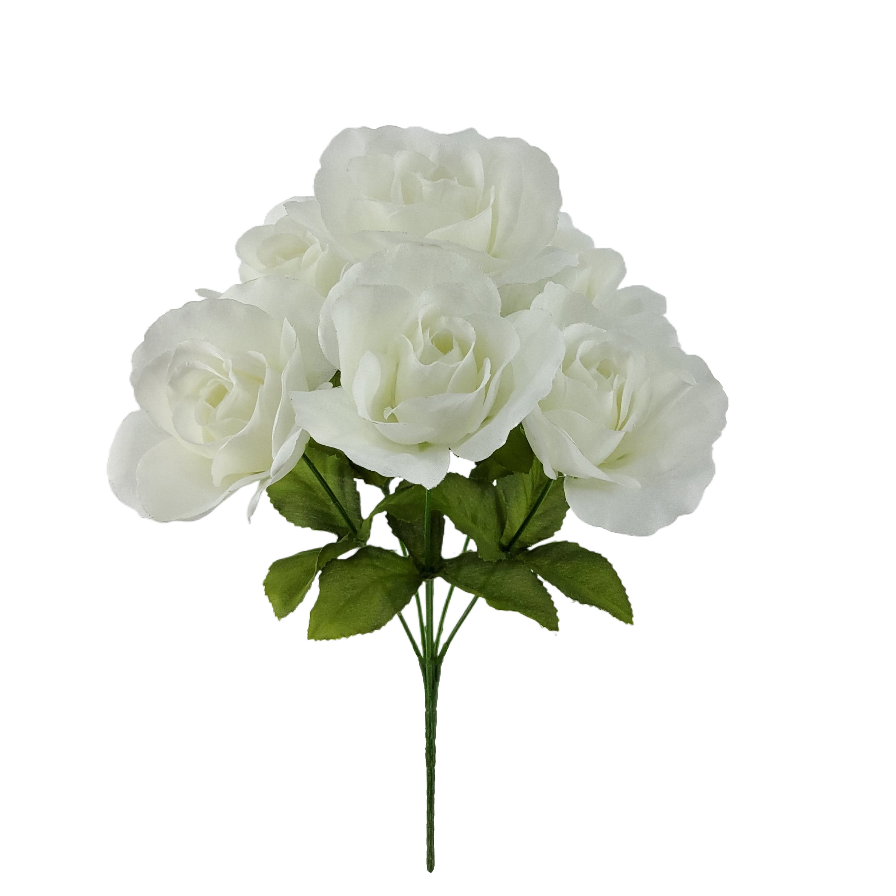 (4 pack) Mainstays Indoor Artificial Sweet Rose Flower Pick, White Color, Assembled Height: 14"