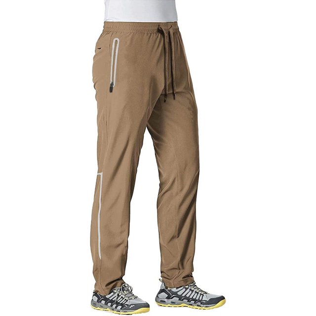 REDHOTYPE Men's Quick Dry Running Pants with Zipper Pockets Open Bottom Sweatpants for Workout, Gym, Hiking