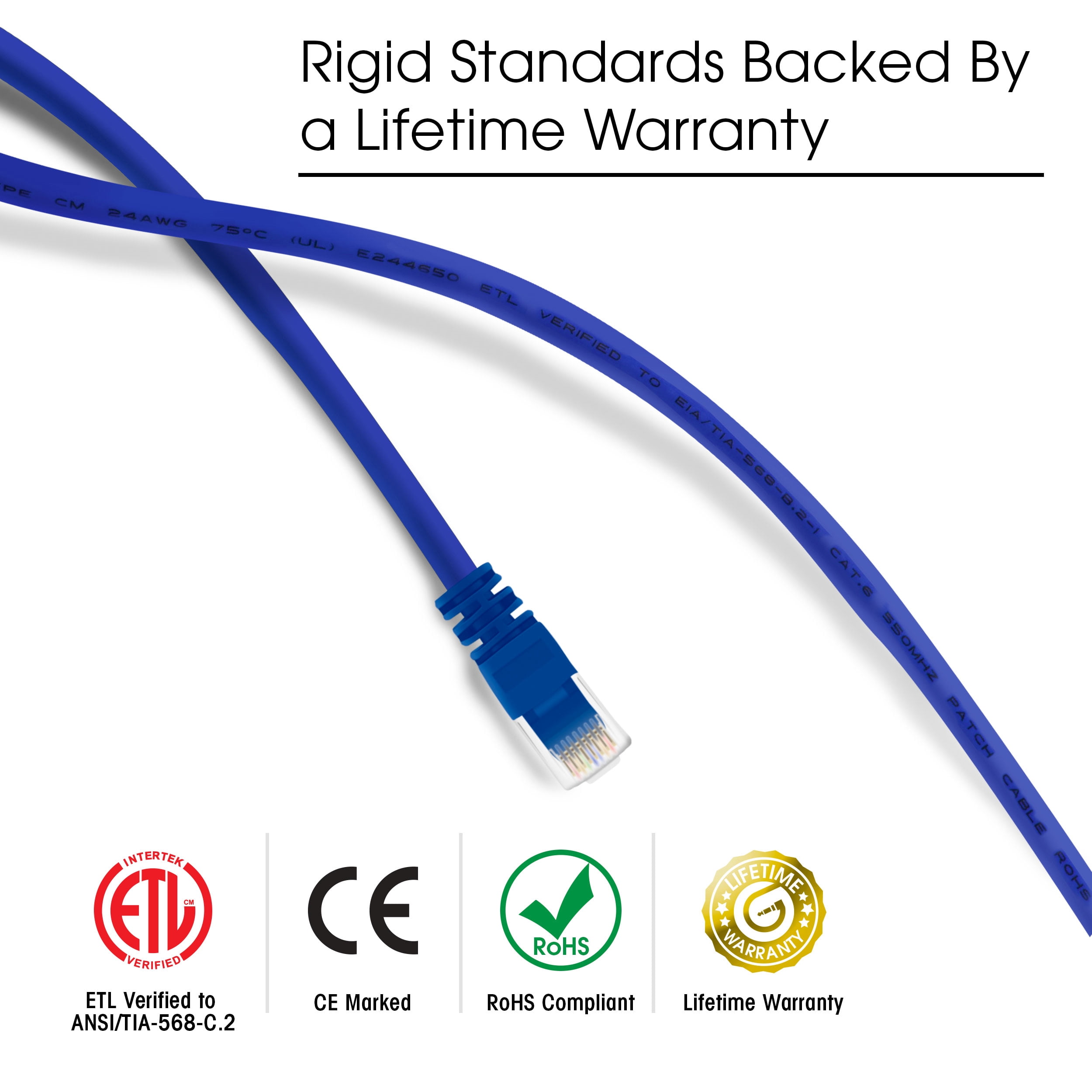GearIT 24-Pack, Cat 6 Ethernet Cable Cat6 Snagless Patch 3 Feet - Snagless RJ45 Computer LAN Network Cord, Blue - Compatible with 24 48 Port S POE Rackmount 24port Gigabit