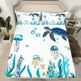 thumbnail image 2 of Castle Fairy Sea Turtle 4-Piece Full Size Sheets,Cartoon Jellyfish Bed Sheets,Ocean Wildlife Lightweight Sheet Sets,Ultra Soft Kawaii Home Decor, 2 of 5