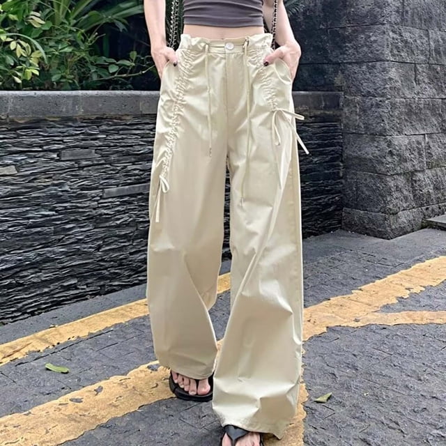 WILLBEST Pantalones Cargo Casuales para Mujer, de Cintura Alta, Holgados, de Trabajo, con Bolsillos, para Uso Diario. Chica